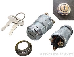 UNIVERSAL IGNITION SWITCH LOCK FLUSH MOUNT 24-VOLT 2-KEY 3 POSITION ON OFF START
