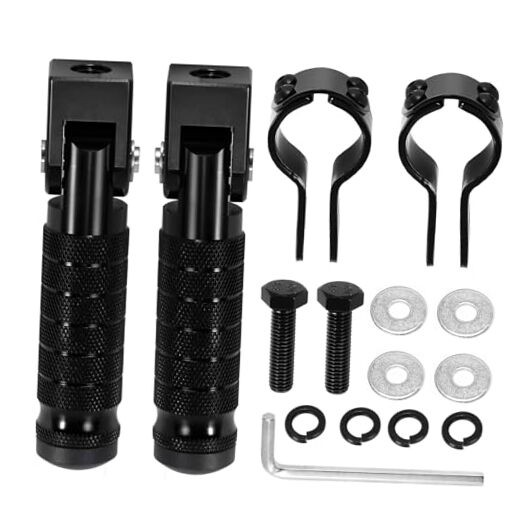 90 Degree Foldable Footpegs M8 Motorcycle Foot Pegs CNC Anti-Skid B Black