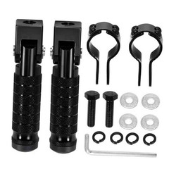 90 Degree Foldable Footpegs M8 Motorcycle Foot Pegs CNC Anti-Skid B Black