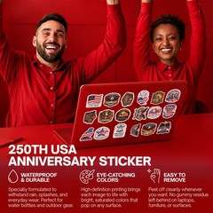 200 Pcs United States 250th Anniversary Stickers – 200 Unique Designs USA Vin…