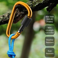 8 Pack 3 Inch Locking Carabiner Clips D Ring Spring Snap Keychain Hook for Leash