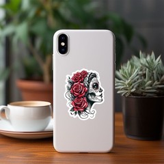 30Pcs Random Gothic Punk Dark Red Horror Rose Skull Dark Red Waterproof Stickers