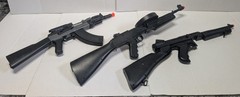 Lot 3 Used Airsoft Blaster BB SMG Pulse R15 Drum Mag Battery Black Orange Tip
