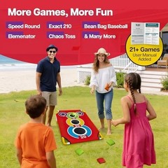 Cornhole Board Set with 21+ Games, 8 Bean Bags – Arcade Style Corn Hole Games