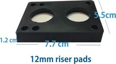 Lightweight Black Riser Pads for Longboards – 12mm with Installation Screws