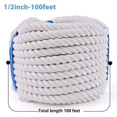 White Cotton Rope 1/2in × 100ft Natural Twisted,Available as Used for Tug of …