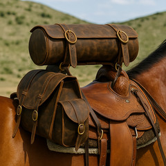 Challenger Distressed Brown Genuine Leather Saddle Cantle Riding Bag 102QSA