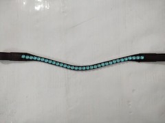 Sky Blue Browband with Crystal Bling Horse For Show & Dressage Bridle.