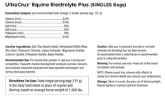UltraCruz Equine Electrolyte Horse Supplement 30 Single Servings Pellet (30 Day)