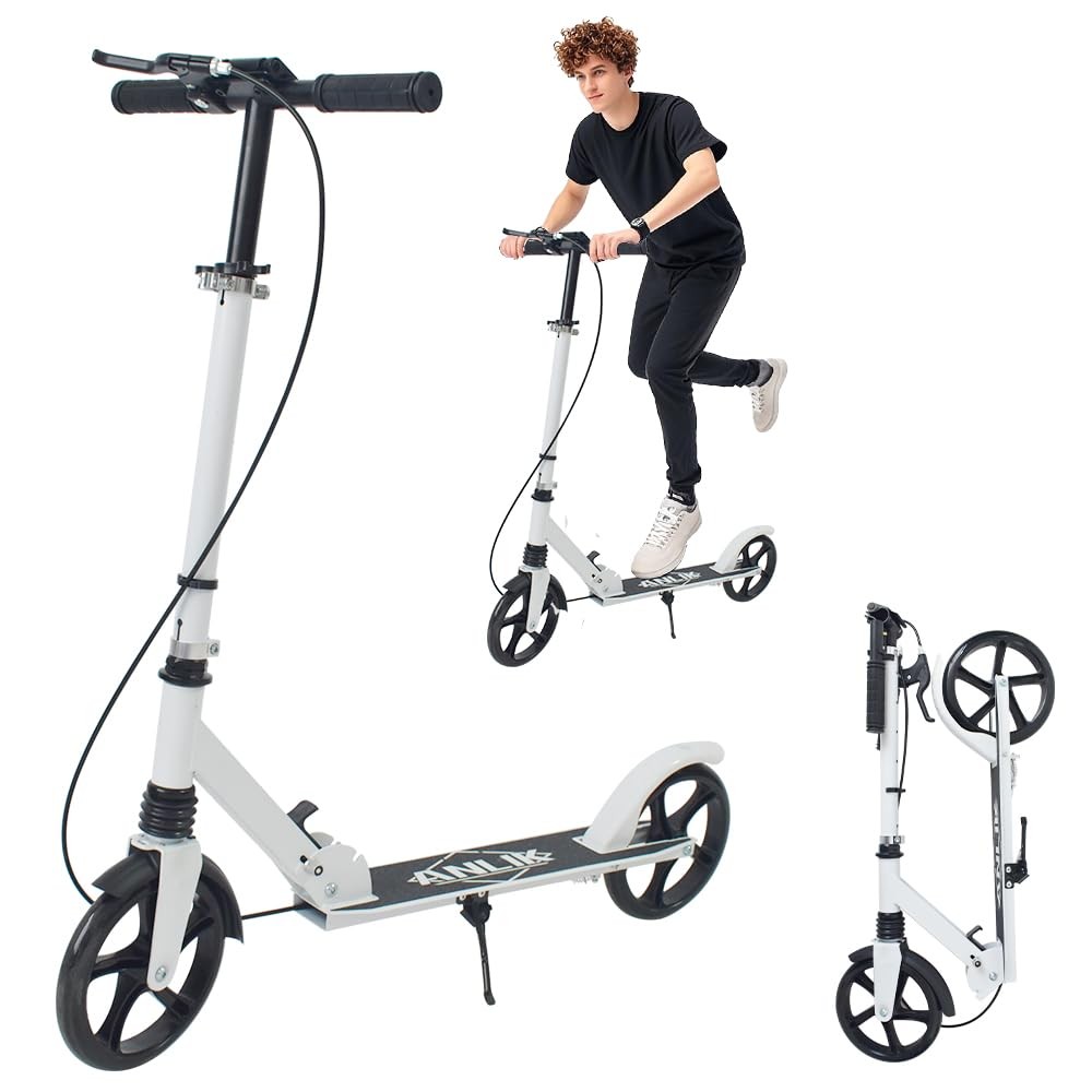 Kick Scooter for Ages 6+ Kids, Teens & Adults Foldable, NonSlip PU Wheels, 4…