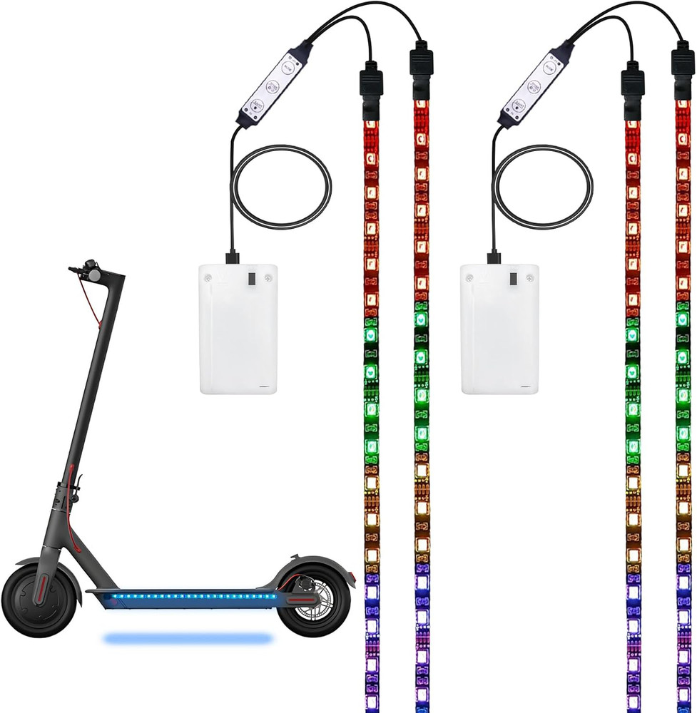 LED Lights for Scooter – 4 Pcs Electric Strip Light Battery Operated