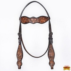 Western Headstall and Breast Collar Set HILASON Tooled Leather Horse Bridle Tack