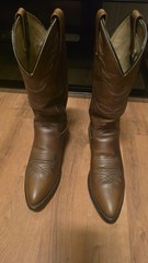 Vintage Dan Post Men’s 9D Brown Leather Western Cowboy Boots Pointed Toe Pull-On