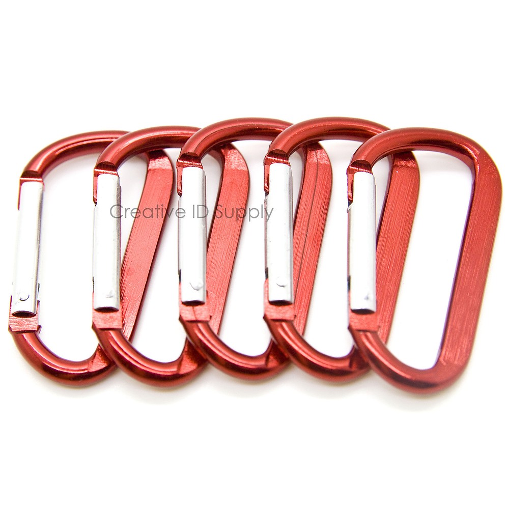 RED 2.25″ ALUMINUM D SHAPE CARABINER BELT CLIP HOOK WHOLESALE LOT 12-100 PCS