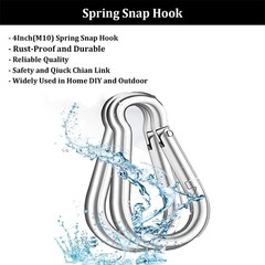 20Pcs 4″ Safety Spring Snap Hook M10 3/8″ Carabiner Quick Link Snap Hooks for
