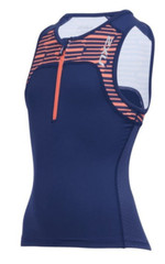 New 2XU Active Youth Tri Singlet Navy Medium Unisex Kids Front Zip 3 Pockets
