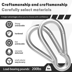 Carabiner, Heavy Duty Galvanized Steel Spring Snap Hook Carabiner Clips with …
