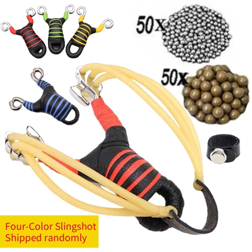 Heavy Duty Outdoor Durable Rubber Bands Slingshot Set Hunting Catapult Shooting