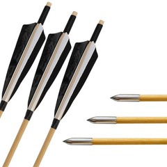 12X 32″ Archery Wooden Arrows 5″ Feather Field Tips Traditional Bow Longbow Hunt