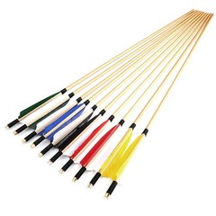 12X 32″ Archery Wooden Arrows 5″ Feather Field Tips Traditional Bow Longbow Hunt