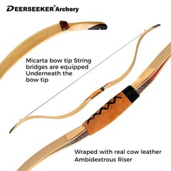 Deerseeker Archery 52″ Exotic Recurve Bow Traditional Longbow Laminated Ambid…