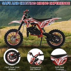 NEW 49cc 2-Stroke Kids Dirt Bike – Gas-Powered Off-Road Mini Motorcycle (Red)