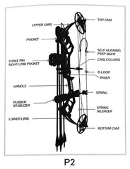 Lanneret Compound Bow P2 White Marble Draw Weight 10-50 Lbs, Length 22.5-30”