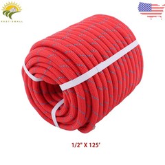 1/2in × 125ft Double Braided Polyester Rope Breaking Strength 8400 Pounds Red