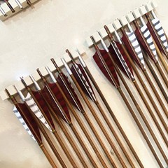 24pcs Archery 32in 45-50lbs Customized Bamboo Arrows with Replacable Arrowhead