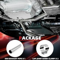 5 Inch Straight Exhaust Pipe, 5″ Stainless Steel 5 Inch with Two Clamps