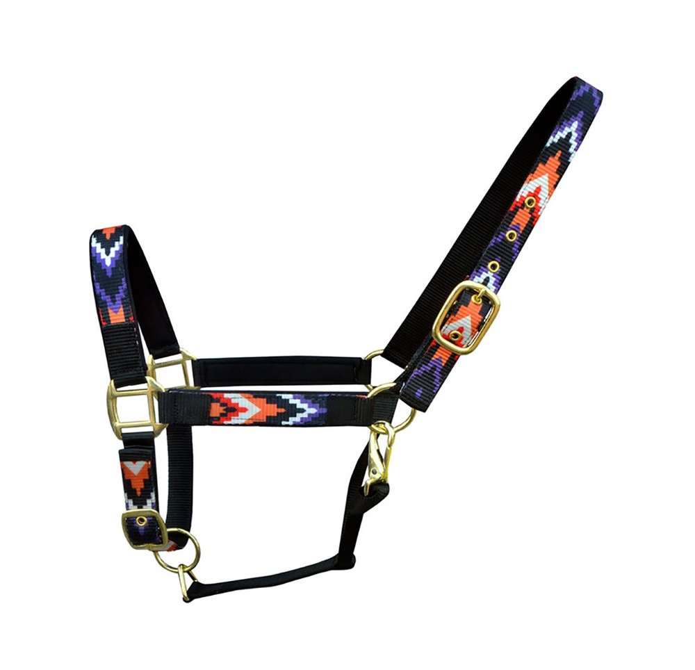 Nylon Horse Black Nylon Multicolor Patterned Neoprene Comfort Adjustable Halter