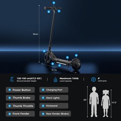 Kids Electric Scooter for 6-12 6/10MPH 2 Speeds 150W Motor Dual Brake E-Scooter