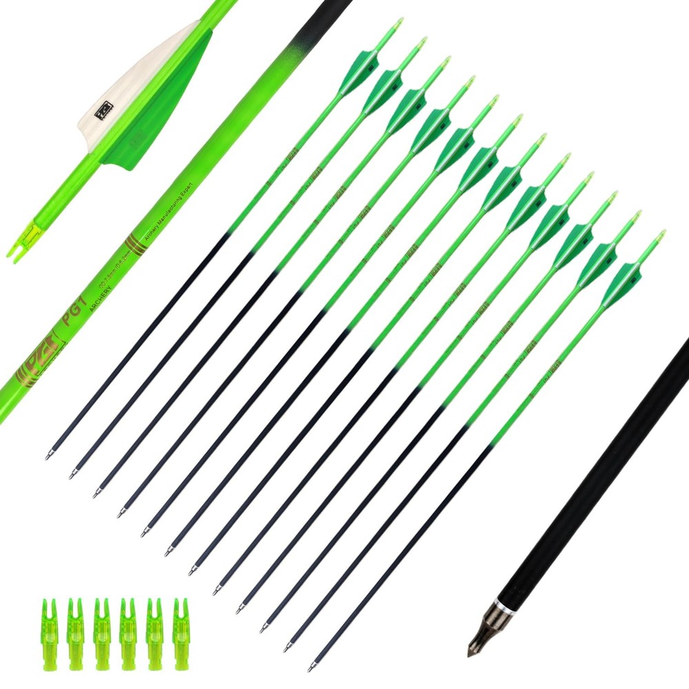 30Inch Carbon Arrows for Hunting Archery Removable Tips Spine 400 with 3“