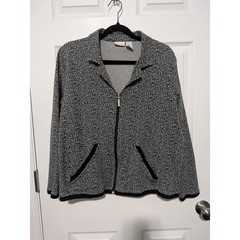 Kim Rogers women’s animal print stretchy zip up jacket Petite XL