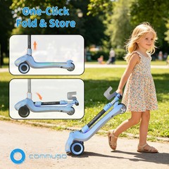 Commugo Electric Scooter Kids Light-Up Wheels Lean-to-Steer 5 mph 3-12 Years