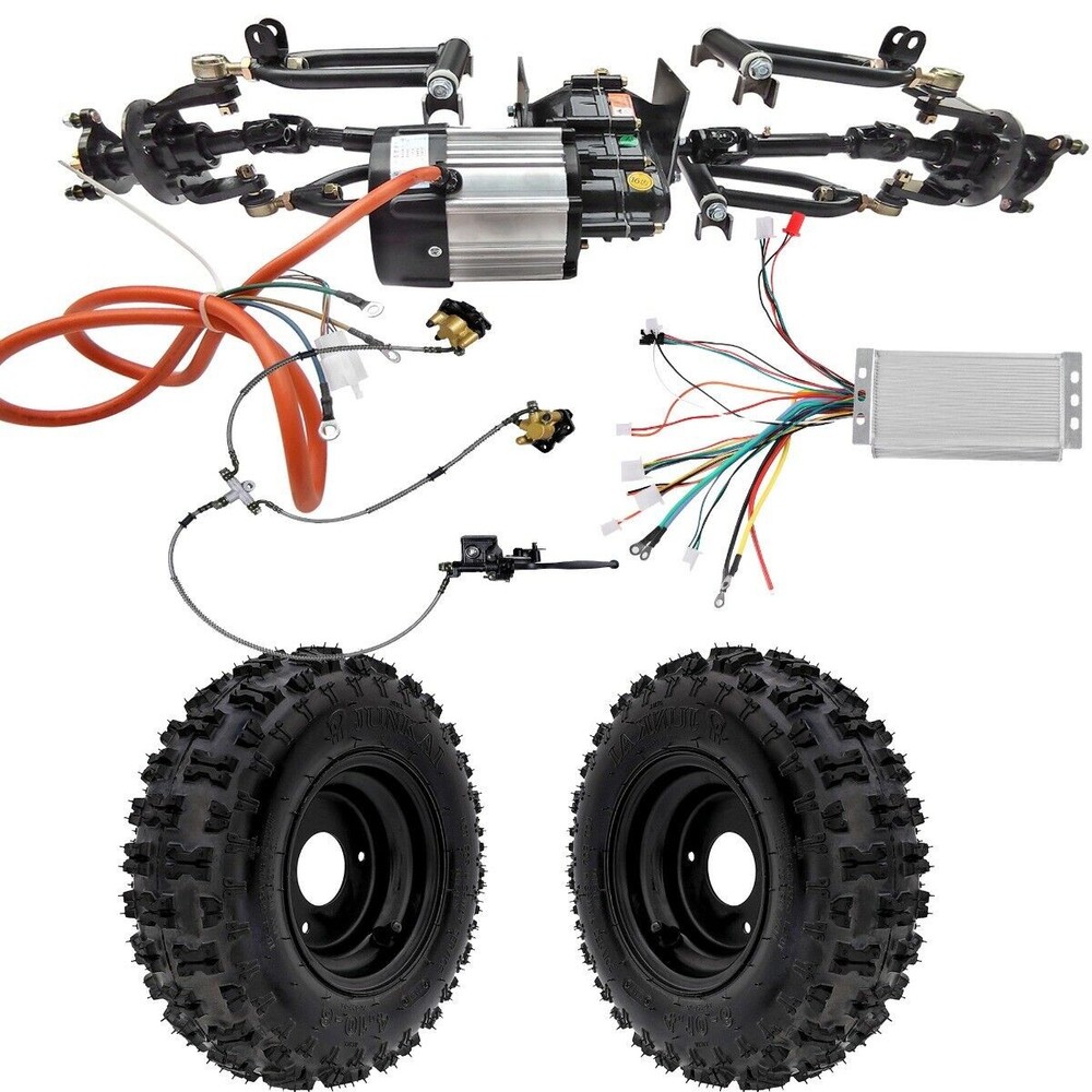 Go Kart Front Axle Kit 6″ Wheels 48V 1000W Differential Motor Go Cart Golf Cart