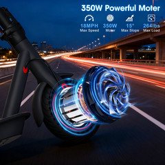 OBX Electric Scooter Adults 350W Foldable E-Scooter 18MPH 12-16 Mile Range