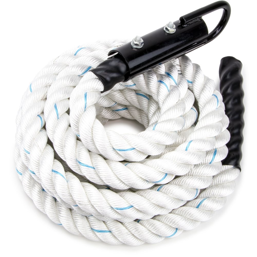 Crown Sporting Goods 1.5 Polydac Gym Climbing Rope, White – Fitness 3′