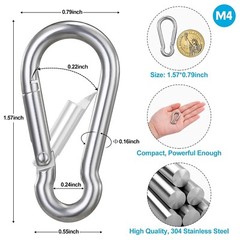 10 PCS Stainless Steel Carabiners Spring Snap Hooks Heavy Duty Keychain Clip NEW