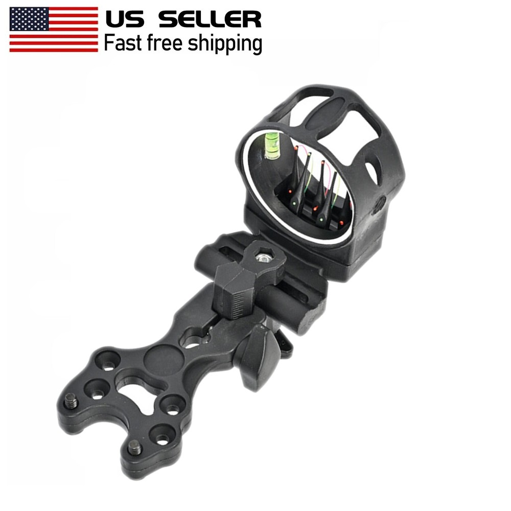 Archery Compound Bow Sight 5 Pin 0.019″ Optical Fiber Micro Adjustable Hunting