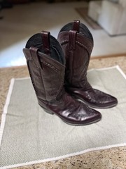 Dan Post Men’s Burgundy Leather Pull-On Western Cowboy Boots US 9