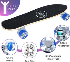 22 Inch Skateboards for Kids, Cruiser Skateboard for Beginners Girls Boys Teens