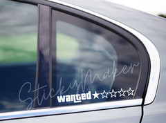 Wanted Level 1-5 Star Vinyl Decal Funny Bumper Sticker