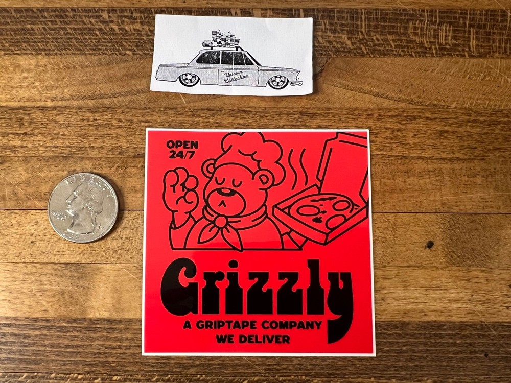 Grizzly Griptape Pizza Bear Sticker Torey Pudwill Skateboarding Supreme