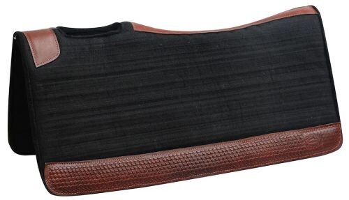 Western Horse Contoured Saddle Pad 31″ X 32″ X 3/4″ Wool Felt + Genuine Leather