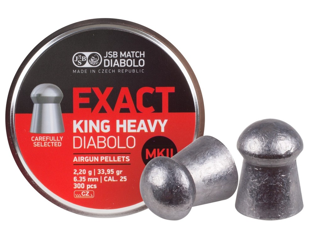 JSB Match 300 Count EXACT KING HEAVY MKII Domed 6.35mm .25 Caliber Air Pellets