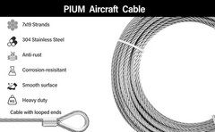 1/4 Stainless Steel Cable, 100Ft Wire Rope, 1/4″ Aircraft Cable with 7×19