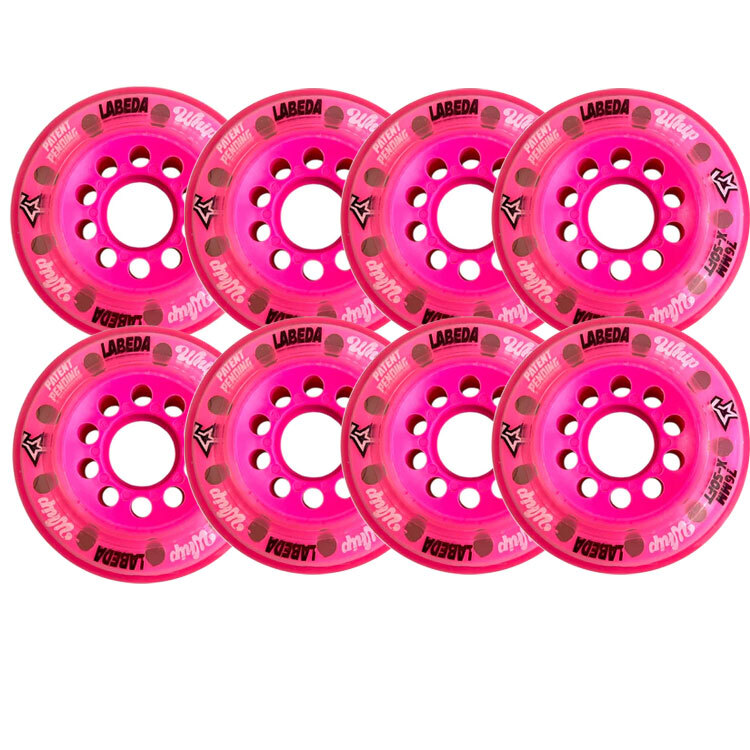 Labeda Whips Roller Hockey Wheels – Pink 8-Pack with Spacers – Choose Size/Color