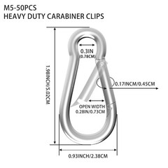 Carabiner, Heavy Duty Galvanized Steel Spring Snap Hook Carabiner Clips with …