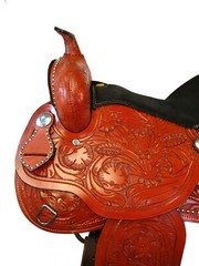 BARREL RACING DEEP SEAT FLORAL TOOLED HORSE PLEASURE WESTERN SADDLE 15 16 17 SET